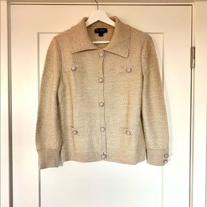 St. John Metallic Gold Sweater, M